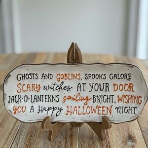 Mud Pie Halloween Ceramic Tray in Cream and Tan